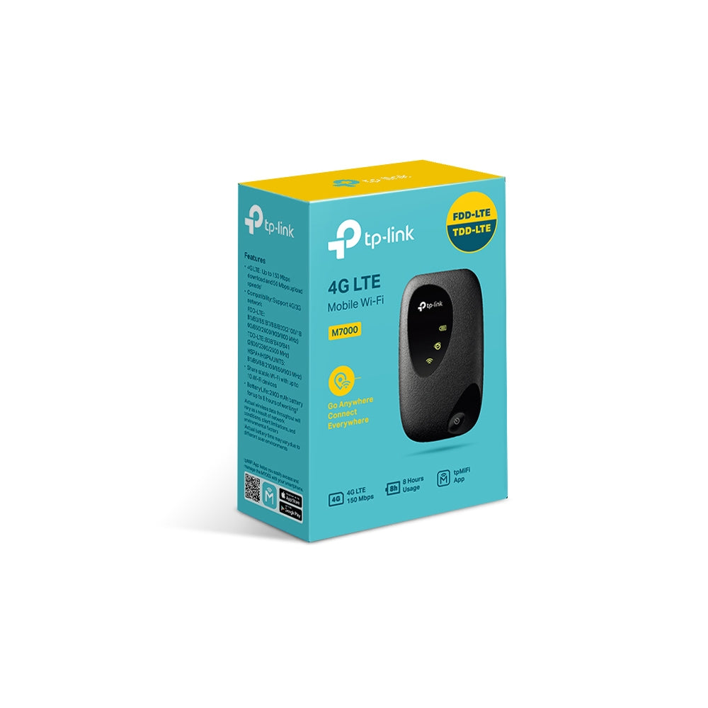 TP-Link M7000 4G LTE Mobile Wi-Fi 2000 mAh, 10 Devices, 4G, Rechargeable Battery TP-Link M7000 4G LTE Mobile Wi-Fi 2000 mAh, 10 Devices, 4G, Rechargeable Battery